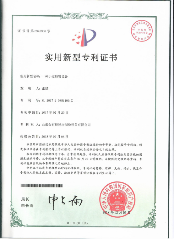 Patent Certificate